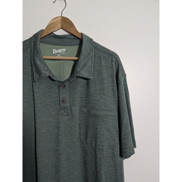 Duluth Moisture Wicking Performance Polo 3XL Mens Green Zipper Front Pocket - Picture 3 of 6